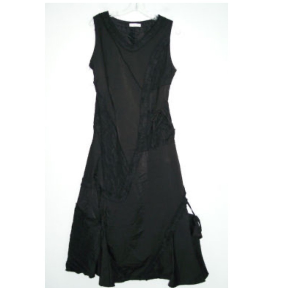 Pile Ou Face Paris Ruffle Asymmetrical Avant-garde Women's Black Dress - Picture 12 of 14